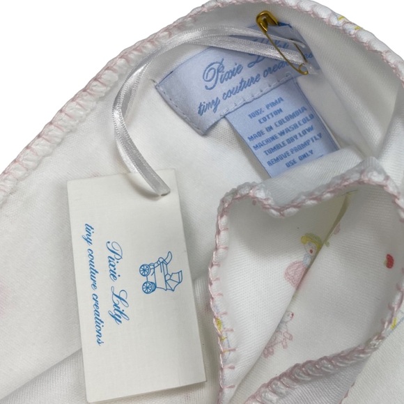 NWT Pixie Lily Pima Little Bo Peep Pink Hand Stitched Edge Receiving Blanket - Picture 4 of 6